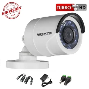 Cámara Tubo Exterior HD IR 20m Hikvision con accesorios